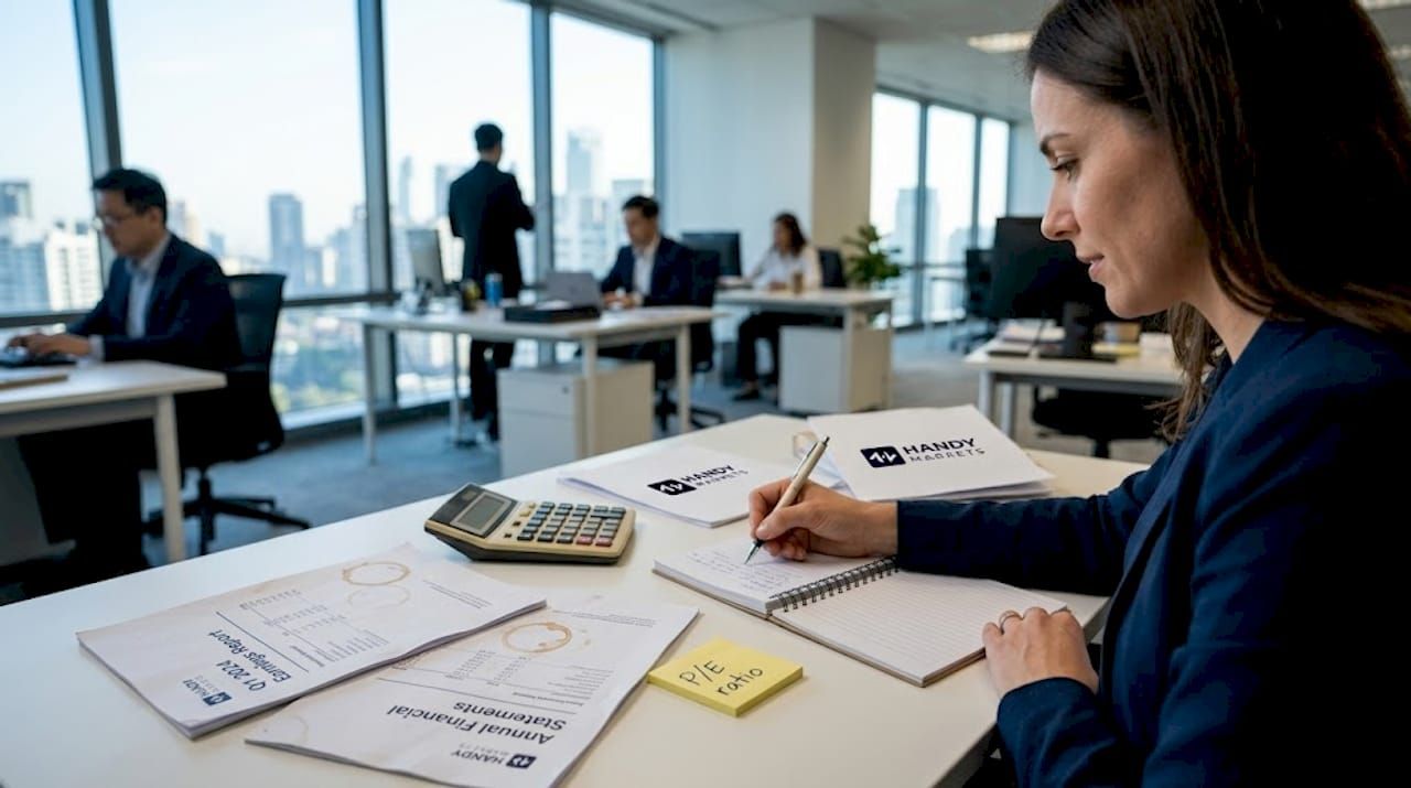 Analyst note-taking fundamental analysis reports