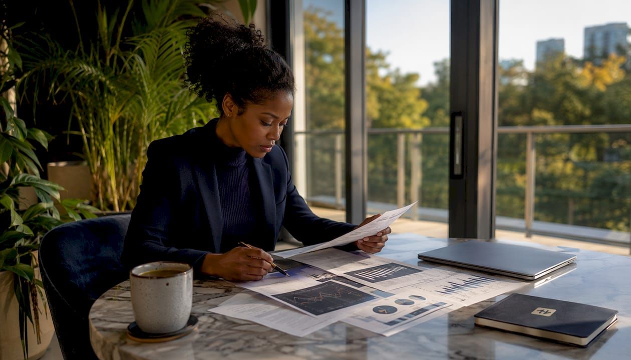 Financial analyst reviewing crypto index data