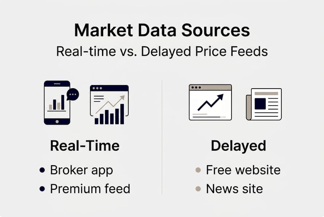 Infographic comparing real-time and delayed data feeds