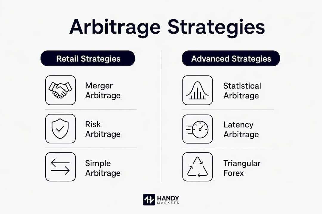 Infographic comparing retail and advanced arbitrage strategies