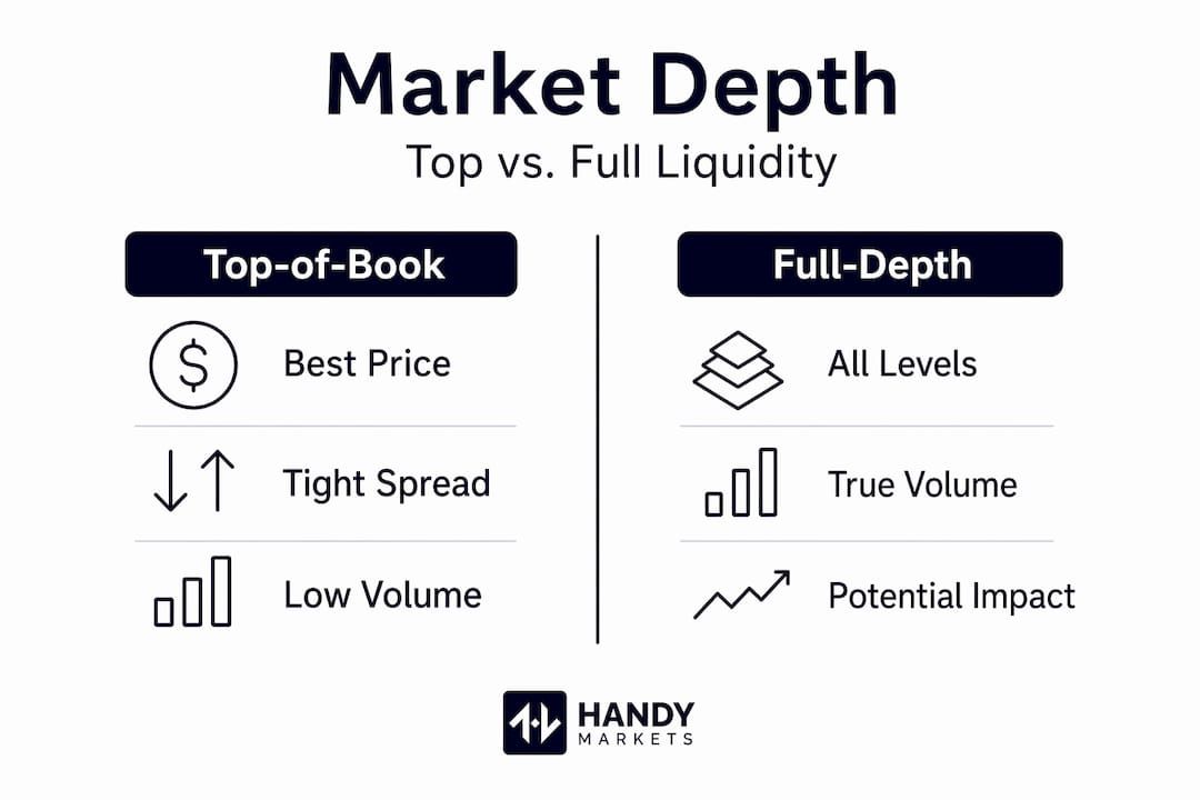 Infographic comparing top-of-book and full-depth liquidity