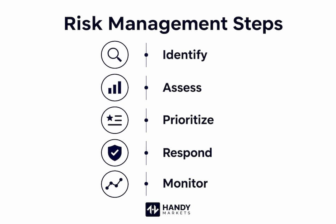 Infographic illustrating five steps of risk management process