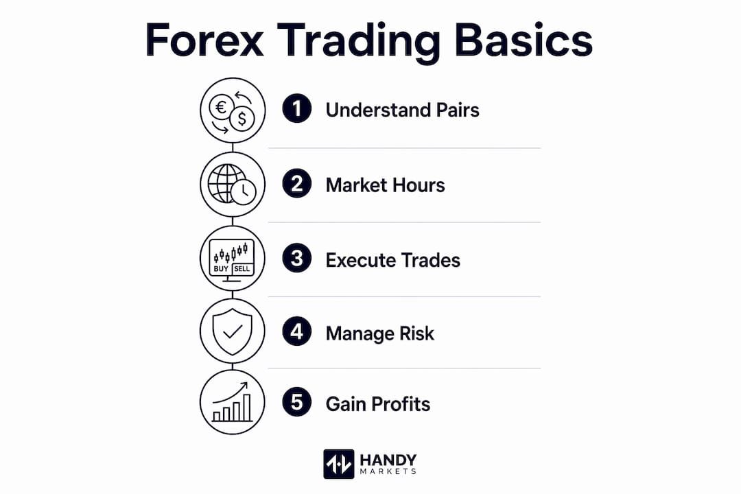 Infographic illustrating key forex trading steps