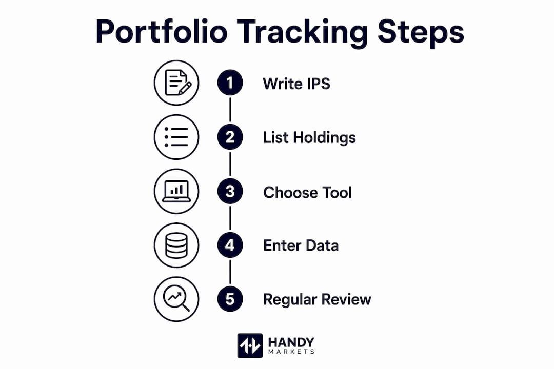 Infographic illustrating portfolio tracking steps