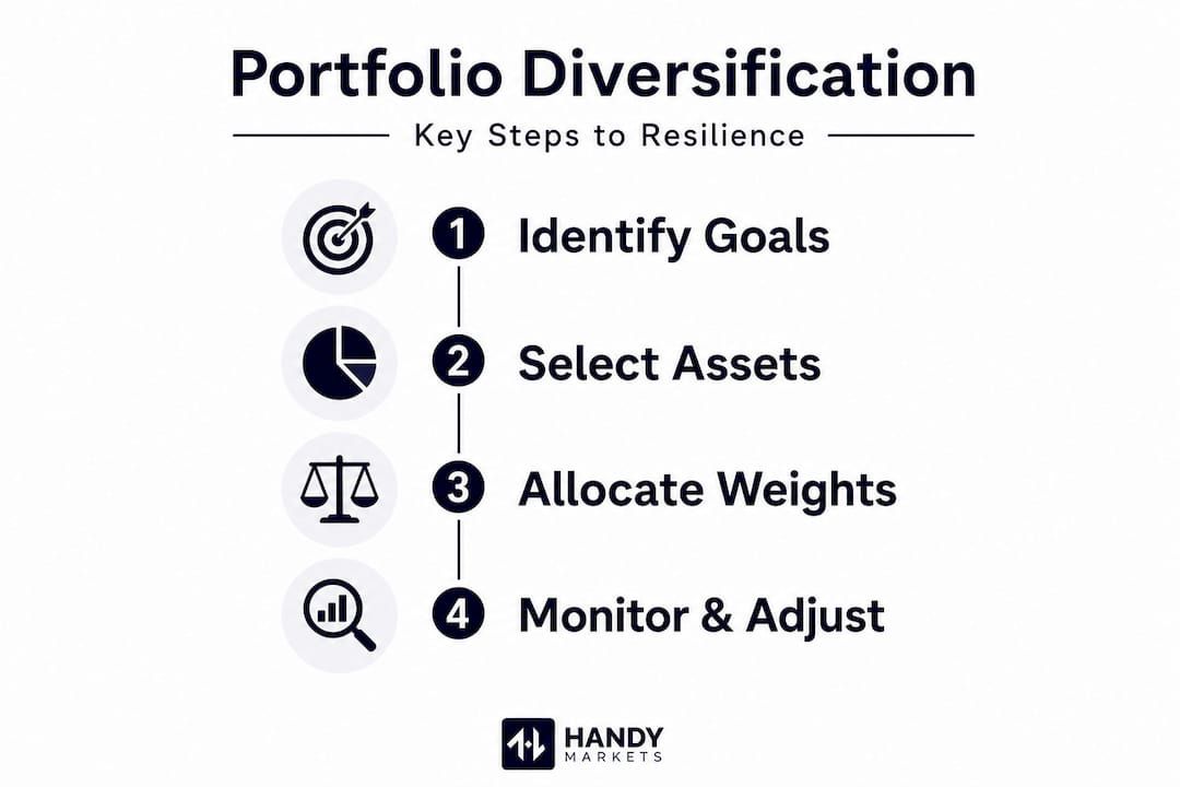 Infographic illustrating steps to diversify portfolio