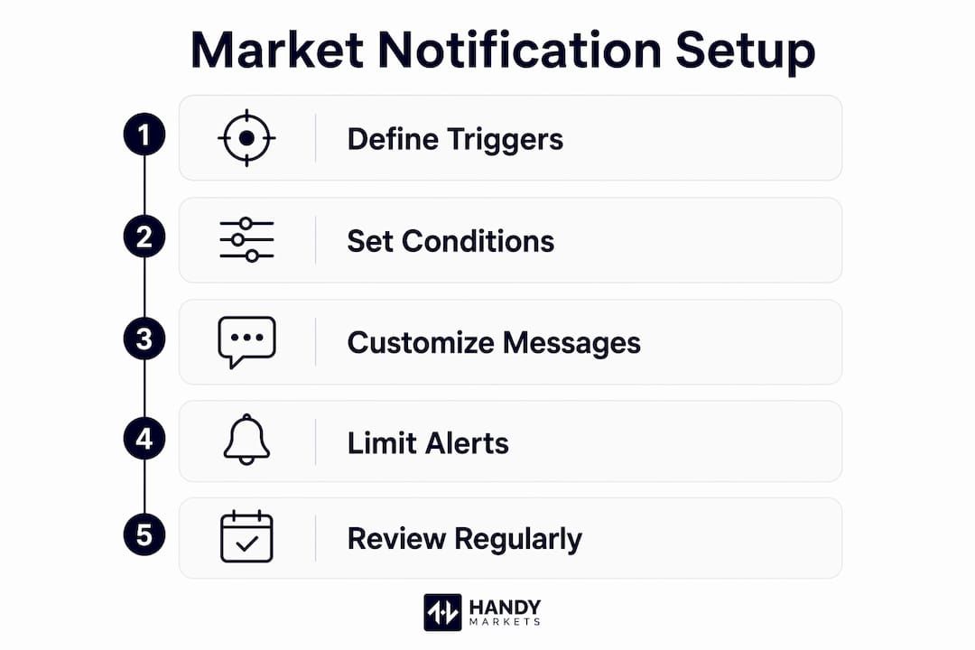 Infographic illustrating steps to set market notifications effectively