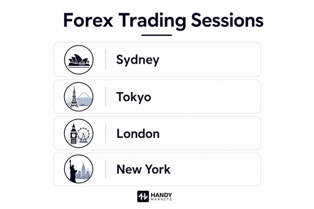 Infographic showing forex market trading sessions