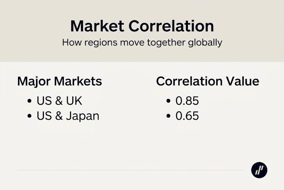 Infographic showing global market correlation values