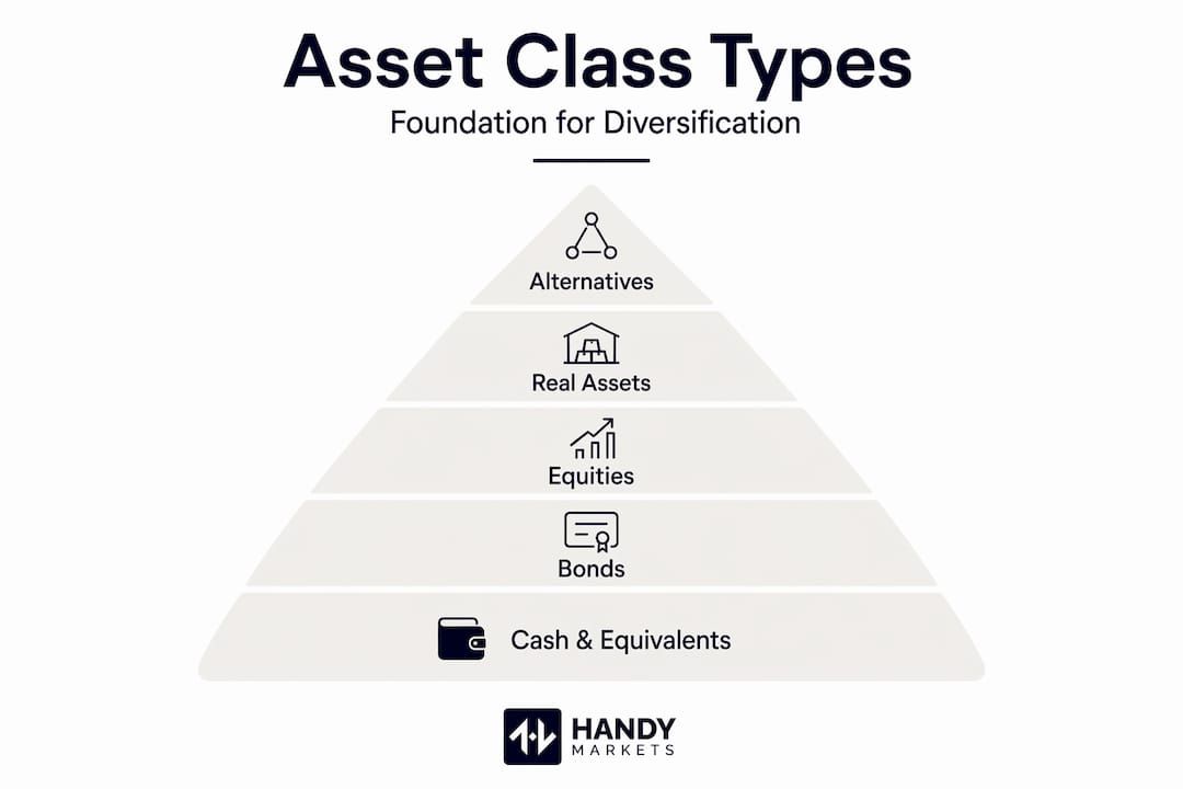 Infographic showing hierarchy of asset class types