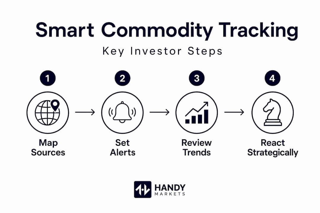 Infographic showing key steps for tracking commodity prices