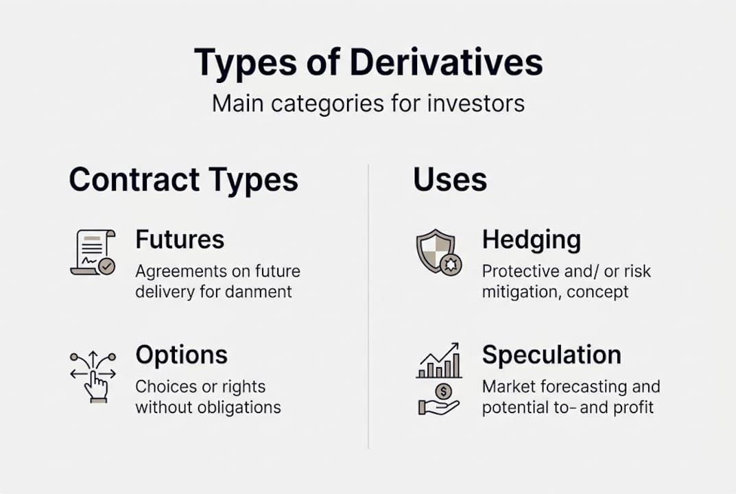 Infographic showing main derivatives types and uses