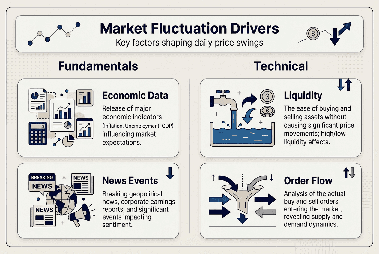 Infographic showing market fluctuation factors