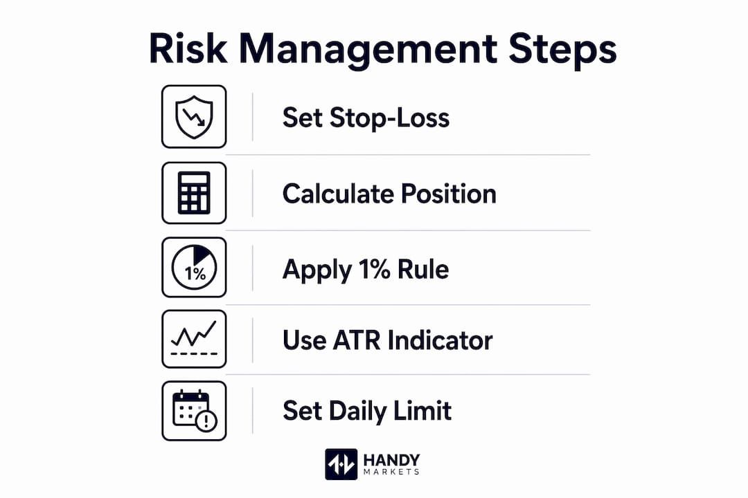 Infographic showing risk management steps in trading