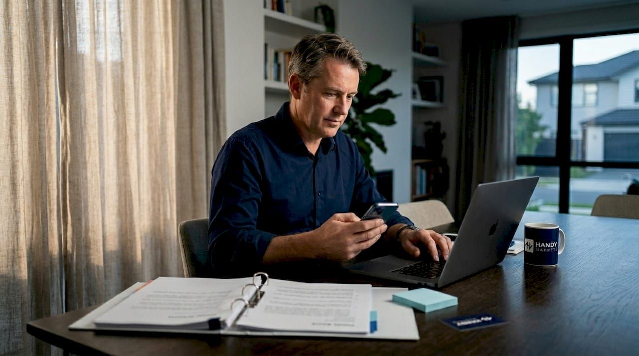 Investor reviews alert in home office