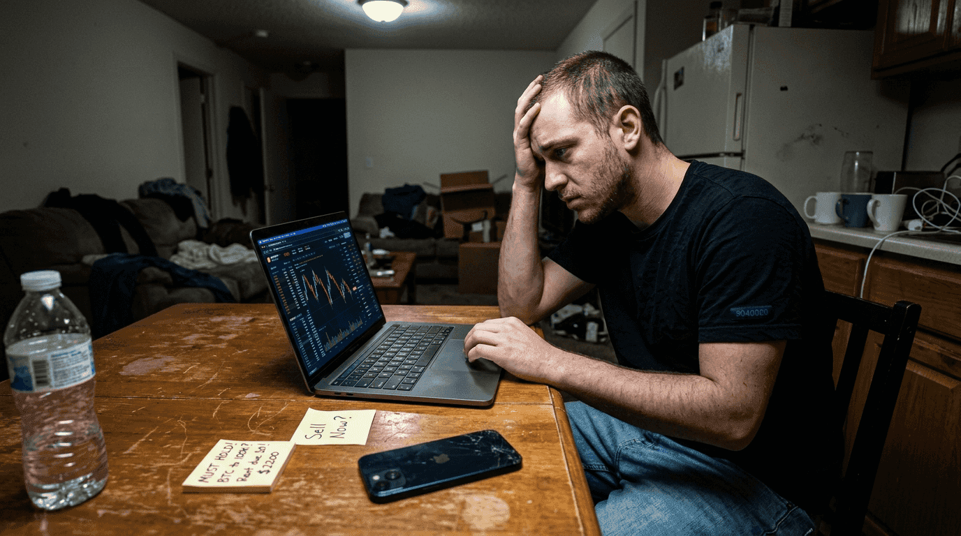 Trader reacting to cryptocurrency price swings