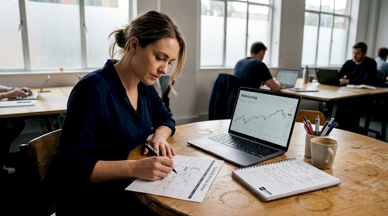 Woman marking stock index review dates