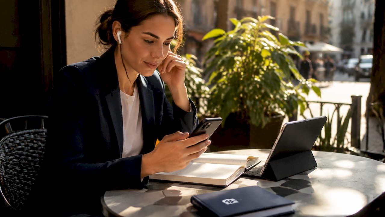 Woman reviewing Telegram alerts on smartphone