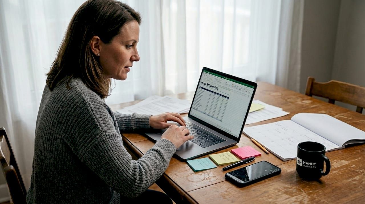 Woman reviewing financial index rebalancing data